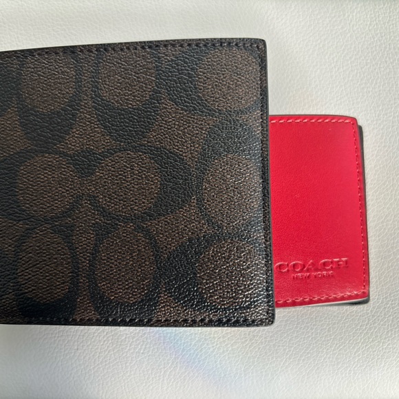 NWT Coach 3 In 1 Wallet In Signature Canvas F41346 Black/Red - Picture 10 of 10